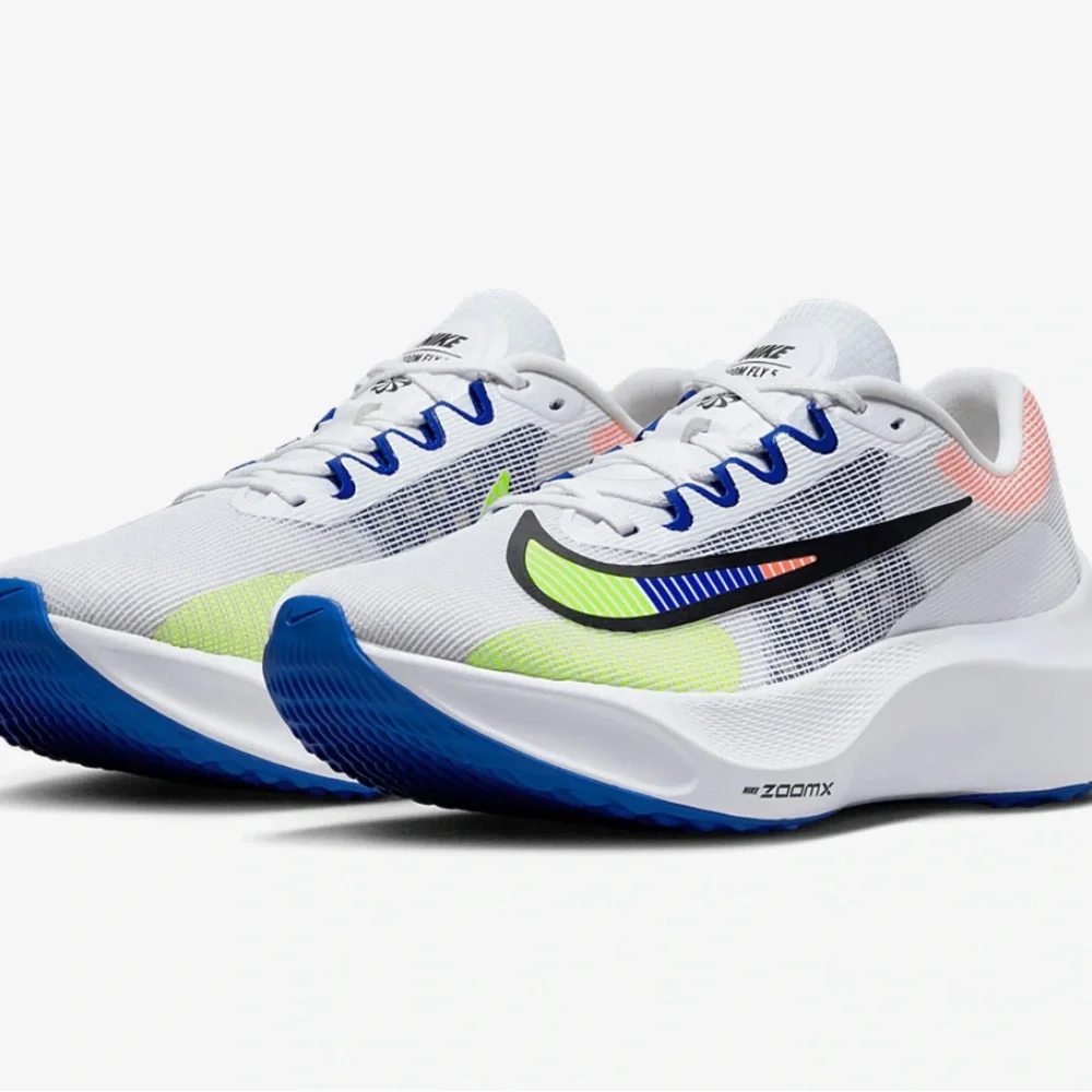 Zoom Fly 5 Premium 'White Racer Blue Volt'. Size 9. Gently Worn.